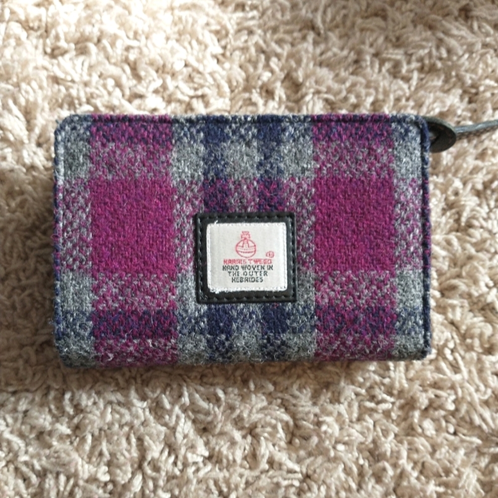 Harris Tweed Maccessori Purple Plaid Wool Wallet
